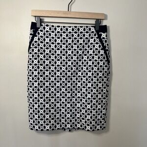 The Limited Pencil‎ Skirt Geometric Pattern Blue White Sz 2
